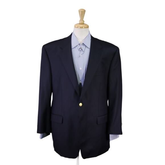 Lauren Ralph Lauren Mens Navy Blue Gold Button Blazer Jacket Wool 46R - Picture 1 of 8